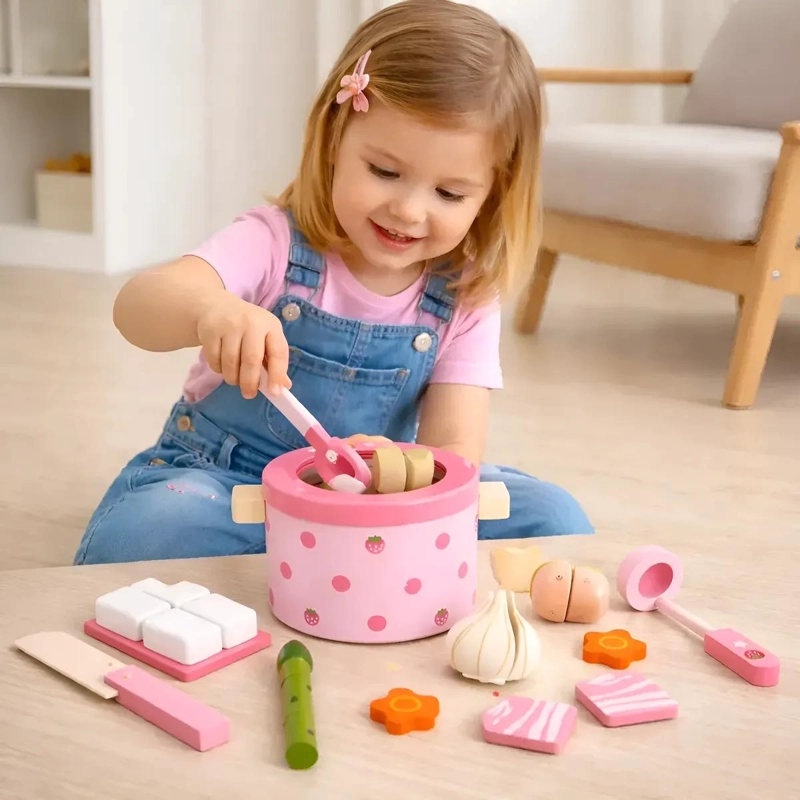 OLLA DE JUGUETE CON ACCESORIOS DE MADERA EDUCATIVA - 2