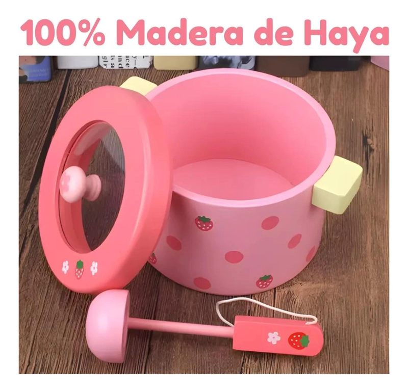 OLLA DE JUGUETE CON ACCESORIOS DE MADERA EDUCATIVA - 3
