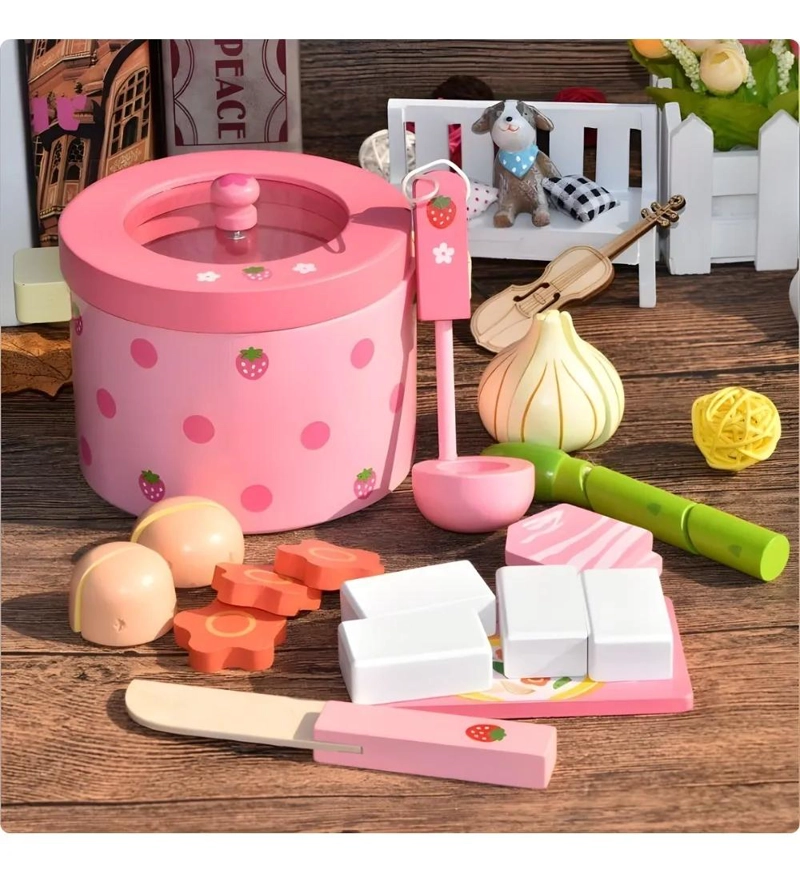 OLLA DE JUGUETE CON ACCESORIOS DE MADERA EDUCATIVA - 4