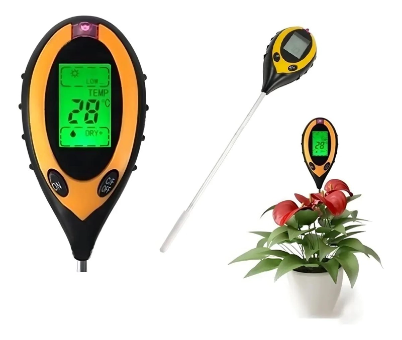 MEDIDOR 4 EN 1 PH, HUMEDAD, TEMPERATURA Y LUZ PARA SUELO - 1