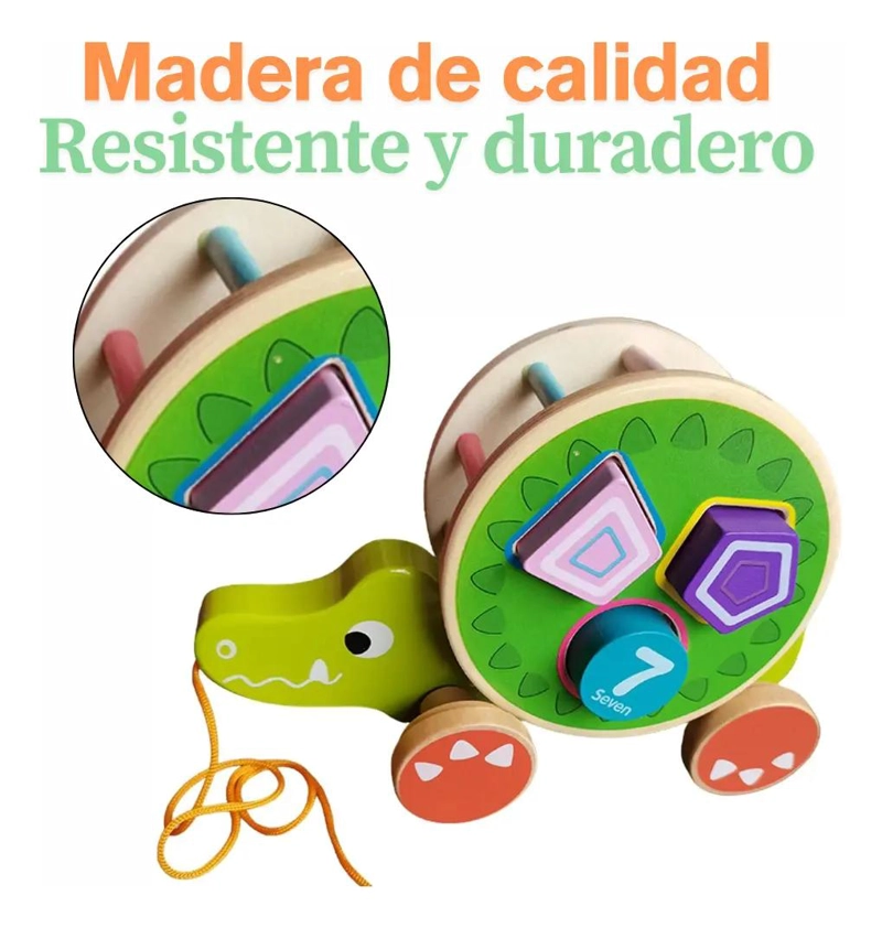 COCODRILO CLASIFICADOR DE FIGURAS DE MADERA CON ARRASTRE - 3