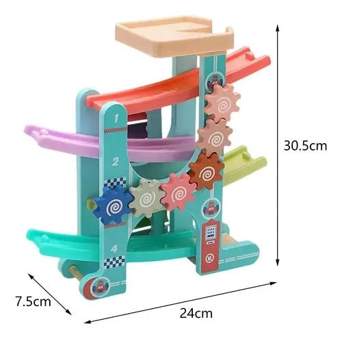 PISTA DE AUTO VERTICAL DE MADERA 4 NIVELES PARA NIÑOS - 2