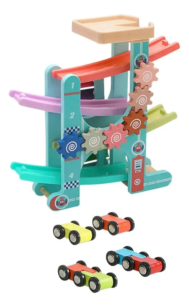 PISTA DE AUTO VERTICAL DE MADERA 4 NIVELES PARA NIÑOS - 4