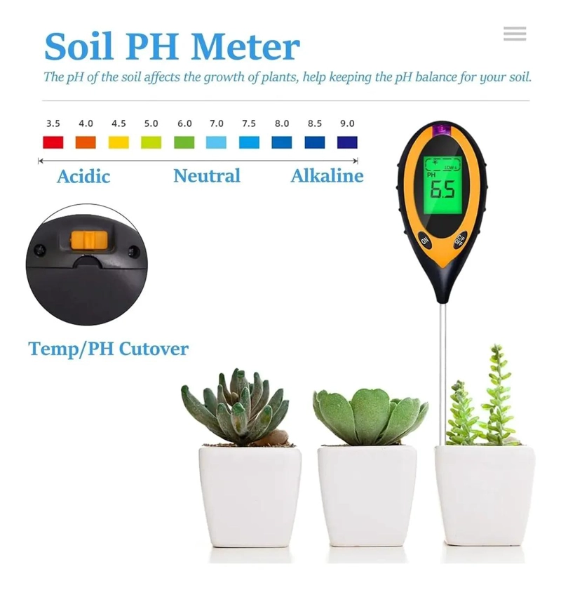 MEDIDOR 4 EN 1 PH, HUMEDAD, SUELO Y TEMPERATURA CON LUZ - 2
