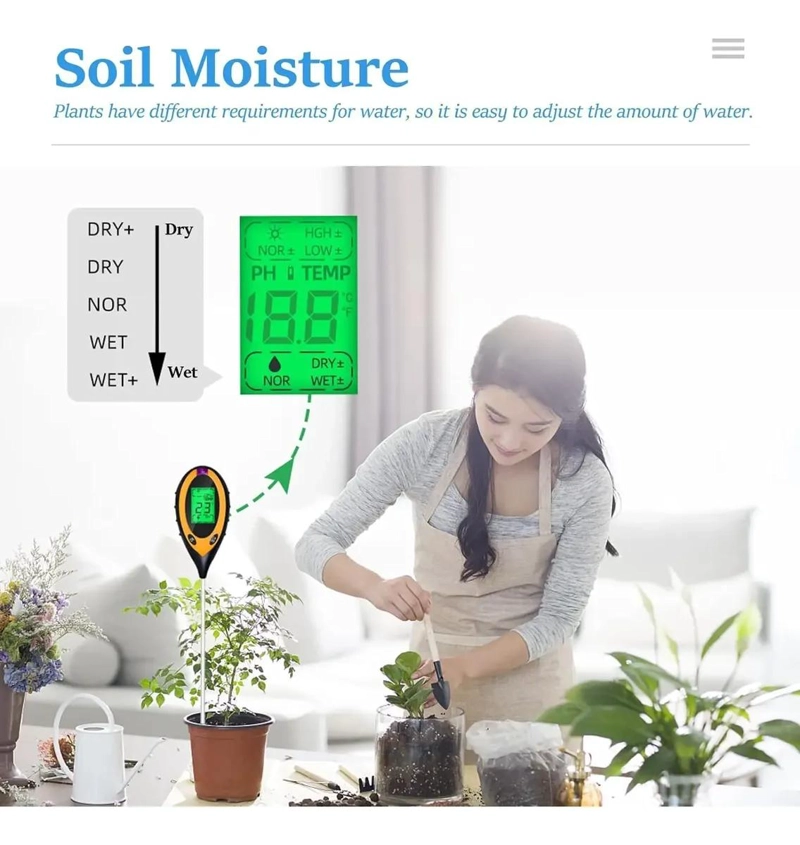 MEDIDOR 4 EN 1 PH, HUMEDAD, SUELO Y TEMPERATURA CON LUZ - 3