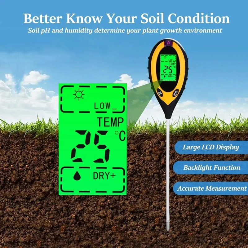 MEDIDOR 4 EN 1 PH, HUMEDAD, SUELO Y TEMPERATURA CON LUZ - 4