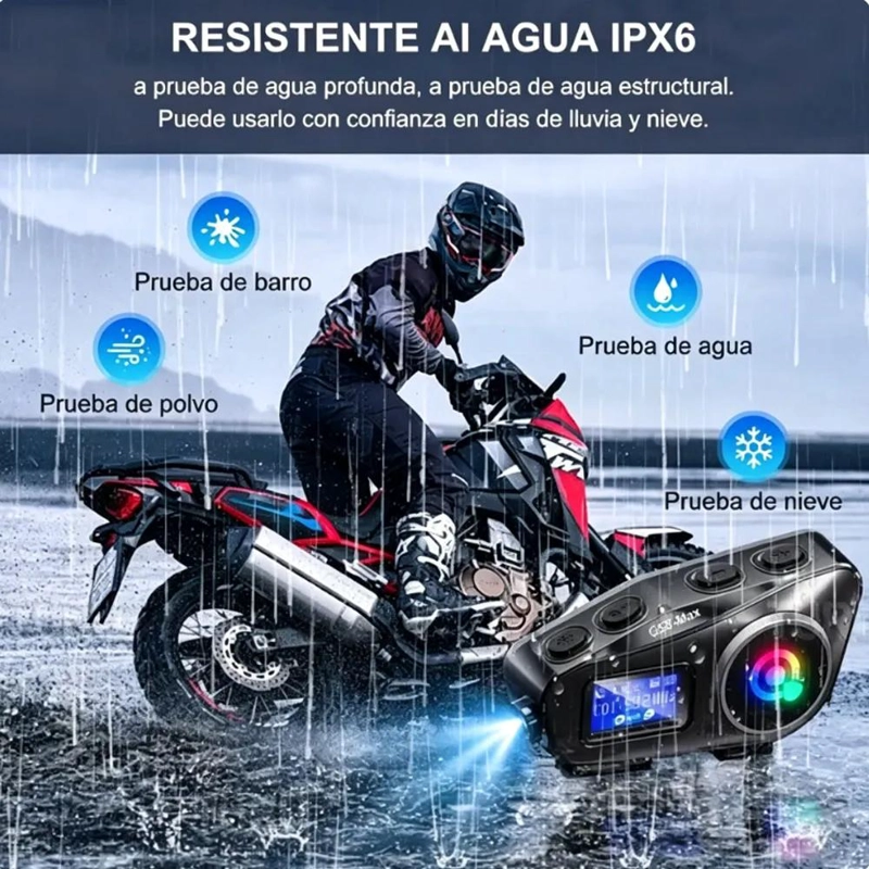 INTERCOMUNICADOR BLUETOOTH PARA CASCO DE MOTO CON FM - 5