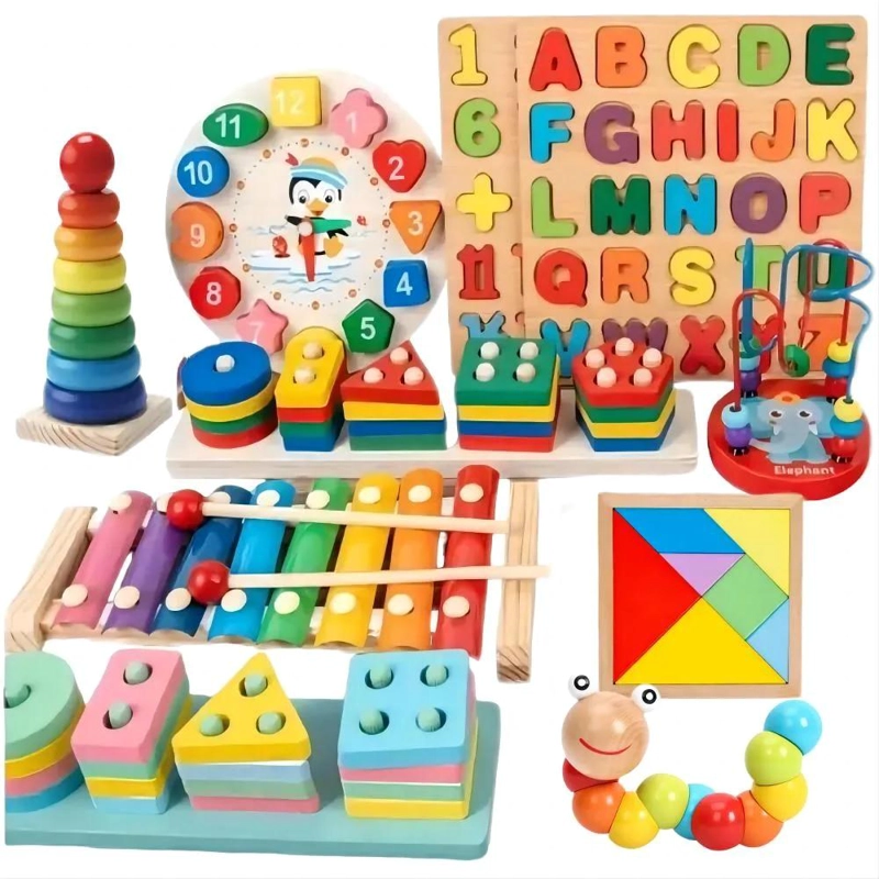 PACK 10 JUGUETES DIDACTICOS DE MADERA MONTESSORI - 1