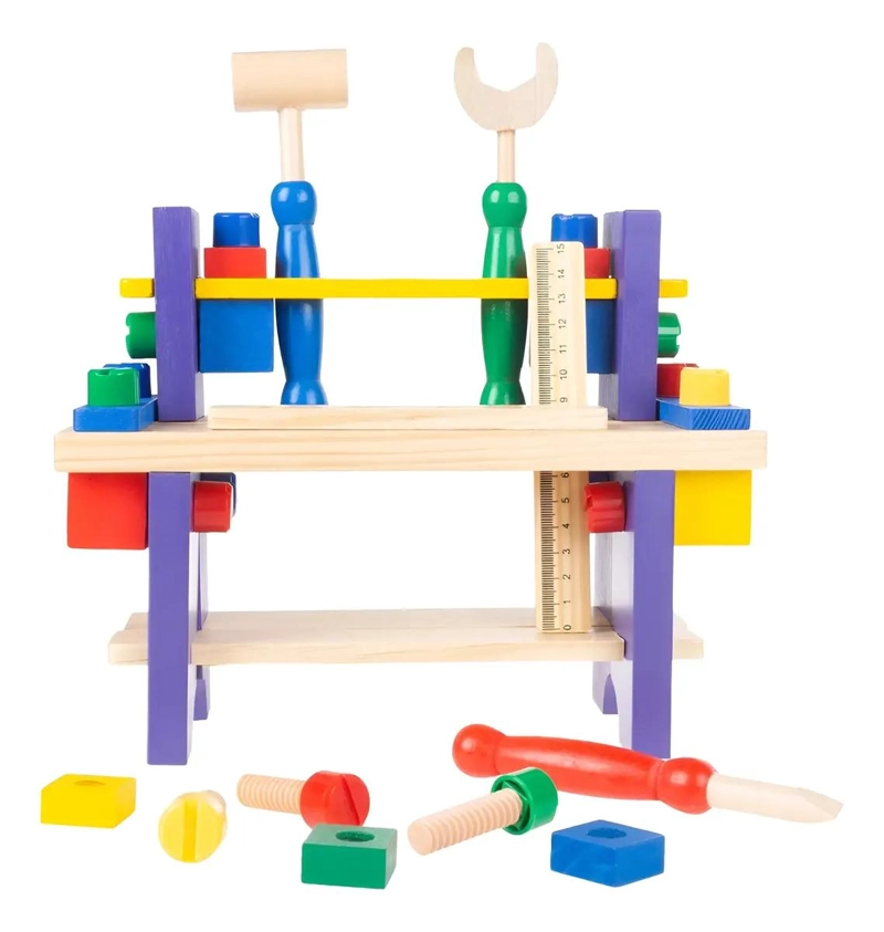 KIT DE HERRAMIENTAS CON MESA DE MADERA PARA CONSTRUCCION - 1
