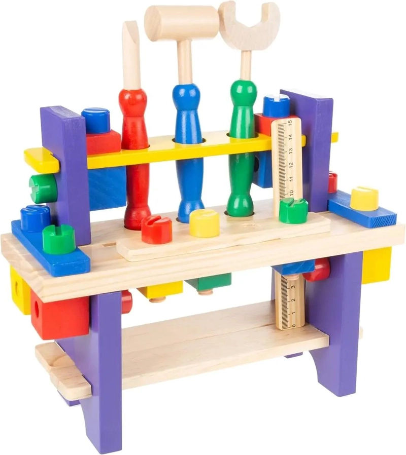 KIT DE HERRAMIENTAS CON MESA DE MADERA PARA CONSTRUCCION - 2