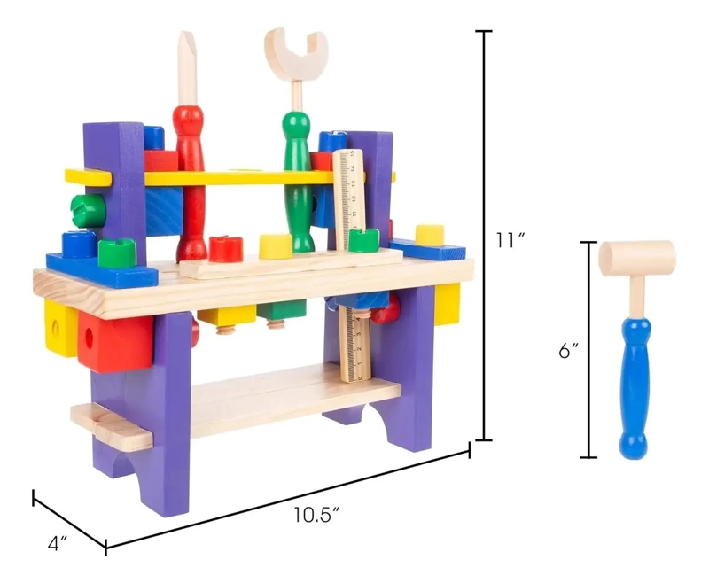 KIT DE HERRAMIENTAS CON MESA DE MADERA PARA CONSTRUCCION - 3