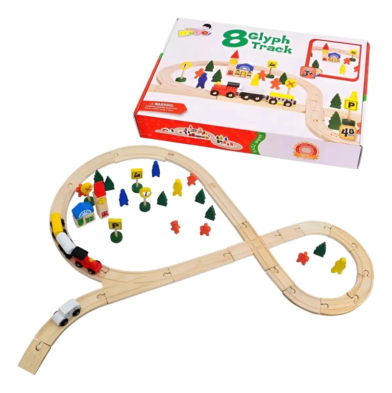 TREN DE MADERA CON RIEL DE 48 PIEZAS - 1