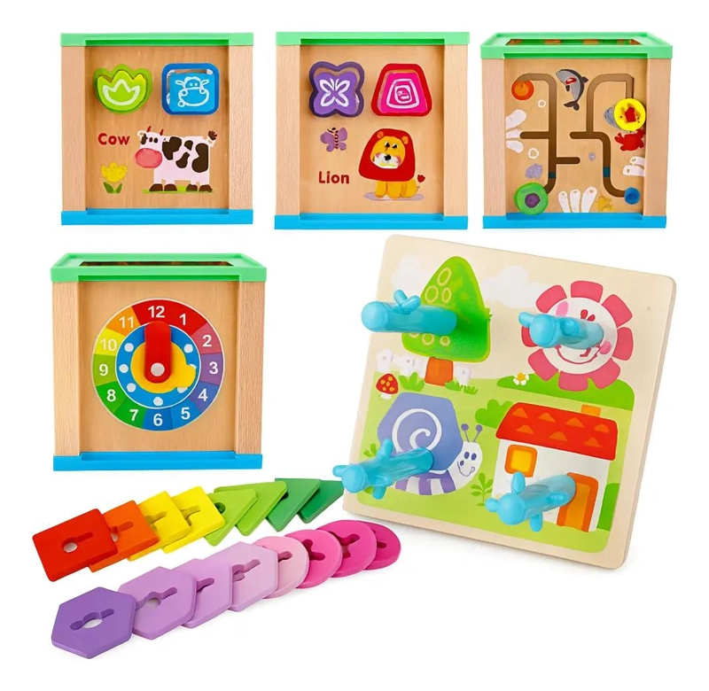 CUBO DIDACTICO MULTIFUNCIONAL DE MADERA MONTESSORI - 4