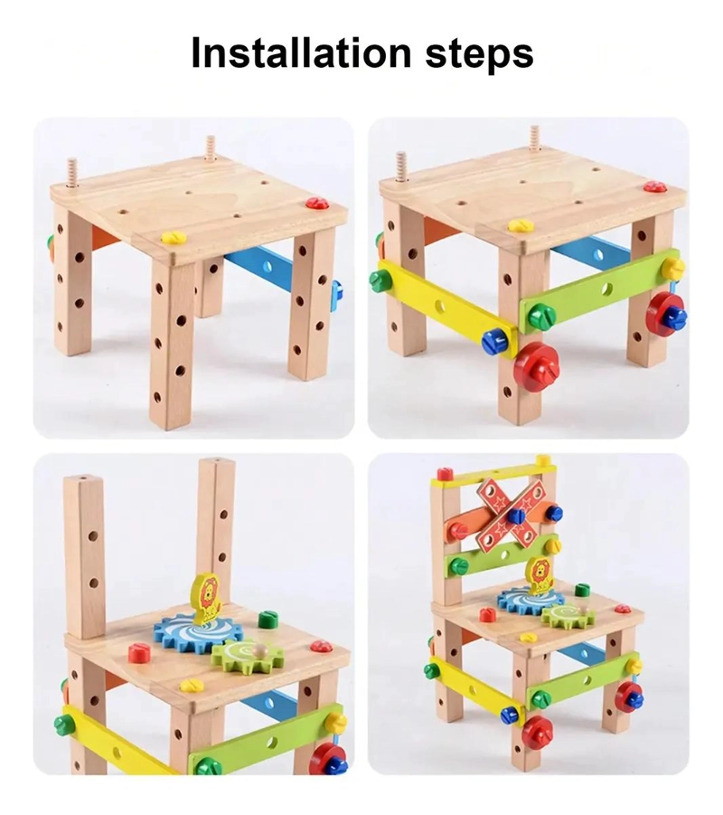 BANCO DE TRABAJO DE MADERA PARA CONSTRUCCION INFANTIL - 5