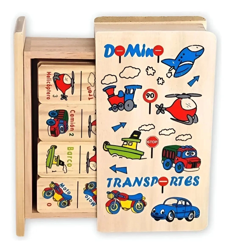 DOMINO DE MADERA INFANTIL CON DISEÑOS COLORIDOS - 2