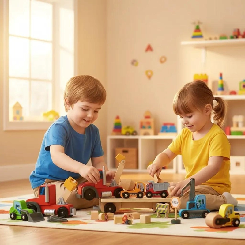 SET DE CAMIONES DE MADERA PARA NIÑOS - 3