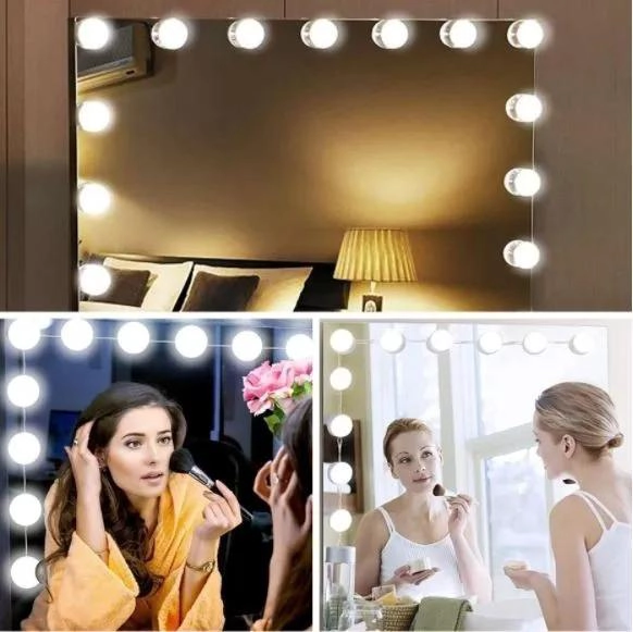 KIT 10 LUCES AMPOLLETA ESPEJO 3 MODOS PARA MAQUILLAJE - 1