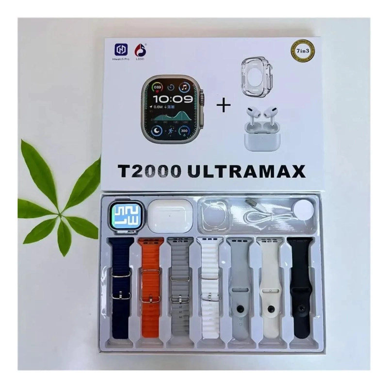 SMARTWATCH T2000 ULTRA MAX 7 EN 1 CON AUDIFONOS Y 7 CORAS - 2