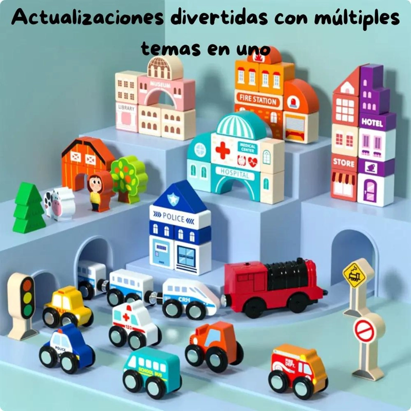 MALETA DE JUEGO 2 EN 1 CON CIUDAD DIDACTICA DE MADERA - 2