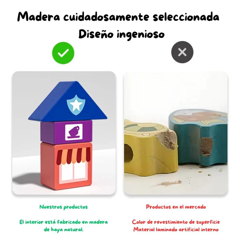 MALETA DE JUEGO 2 EN 1 CON CIUDAD DIDACTICA DE MADERA - 4