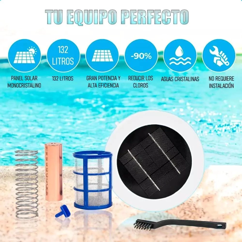 FILTRO IONIZADOR SOLAR PARA PISCINAS CON ACCESORIOS - 2