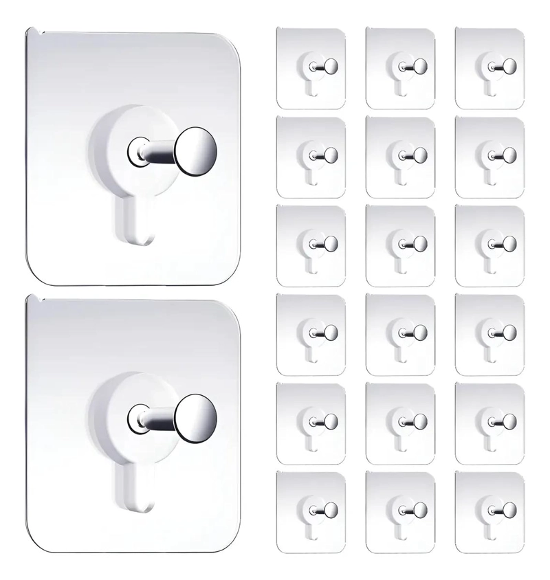 20 GANCHOS ADHESIVOS PARA PARED SOPORTE CUADROS - 1