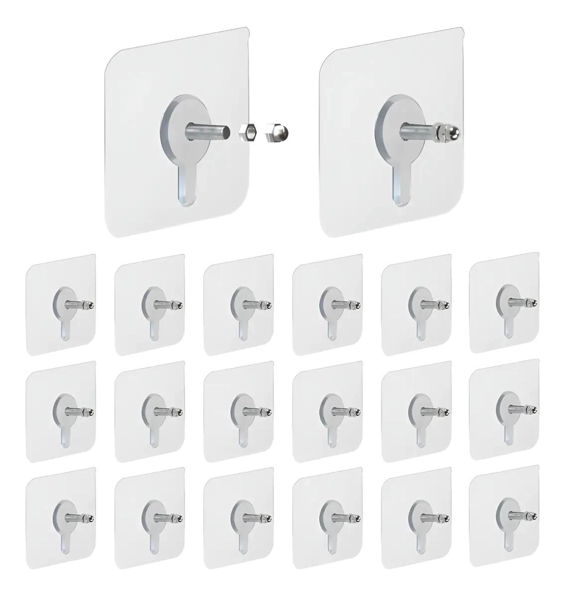SET 20 GANCHOS ADHESIVOS PARA PARED CUADRADOS - 1