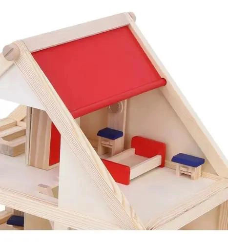 CASA DE MUÑECAS DE MADERA CON MUEBLES DE JUGUETE - 4