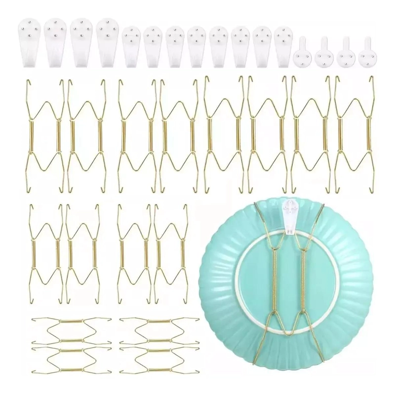 SET DE 16 COLGADORES DE PLATOS DE ACERO INOXIDABLE - 1