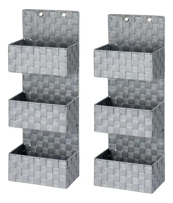 SET 2 ORGANIZADORES COLGANTES DE TELA PARA BAÑO - 1