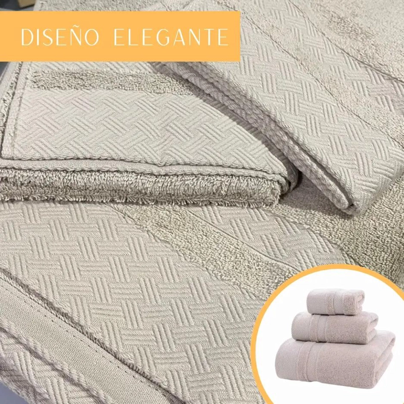 SET DE 3 TOALLAS DE ALGODON PARA CUERPO, MANOS Y CARA - 4
