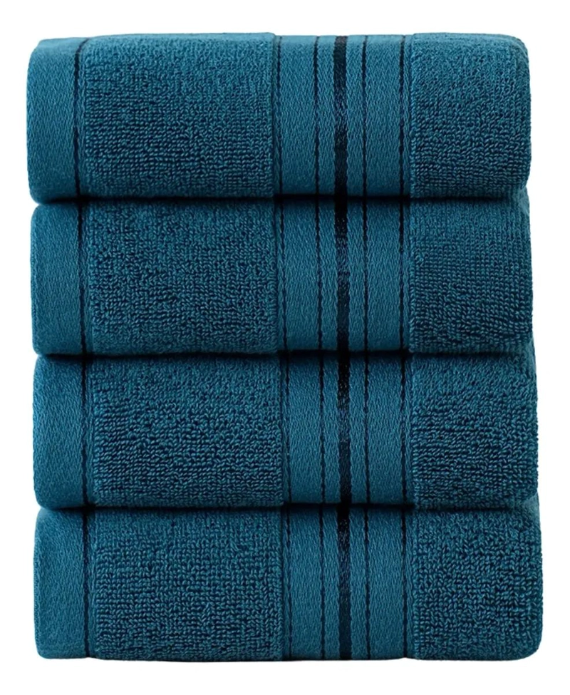 PACK 4 TOALLAS DE MANO ALGODON 74X34 CM AZUL - 1