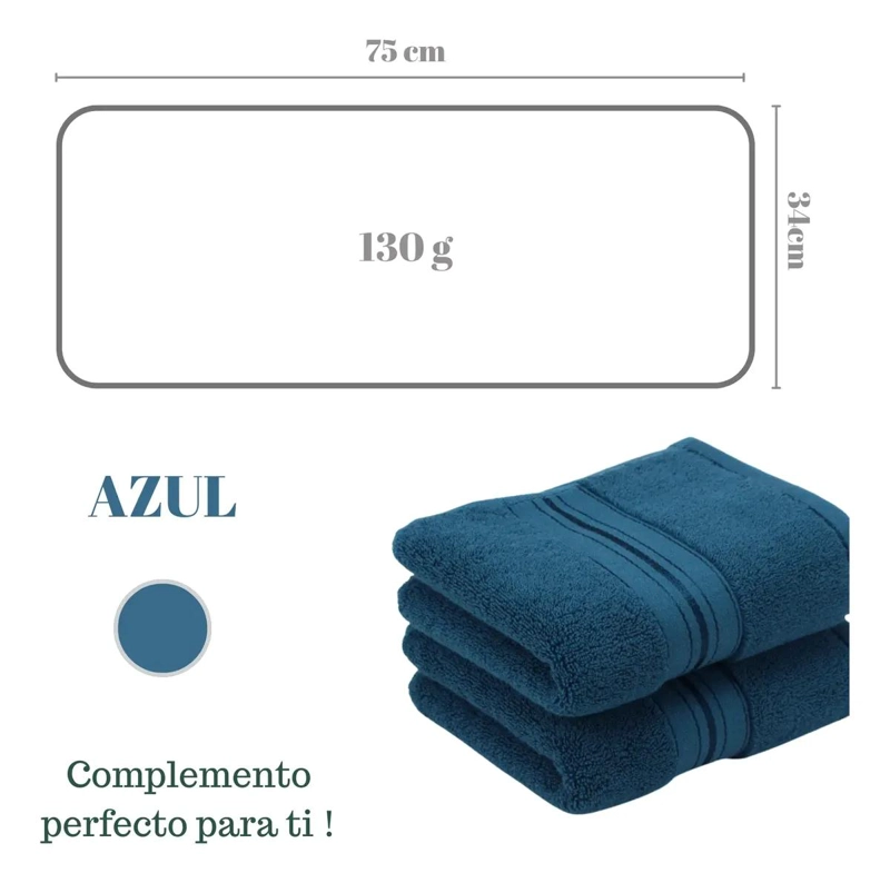 PACK 4 TOALLAS DE MANO ALGODON 74X34 CM AZUL - 2