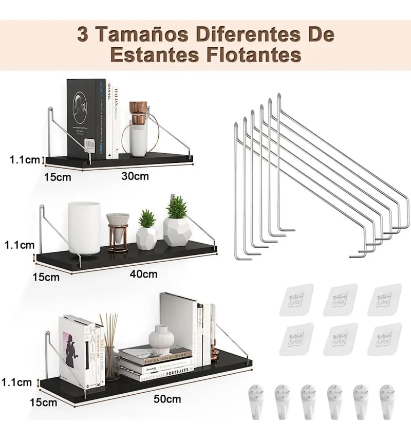 JUEGO DE 3 REPISAS FLOTANTES PARA BAÑO - 2