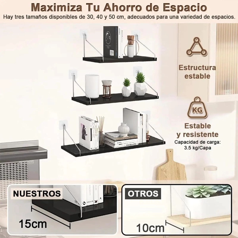 JUEGO DE 3 REPISAS FLOTANTES PARA BAÑO - 4