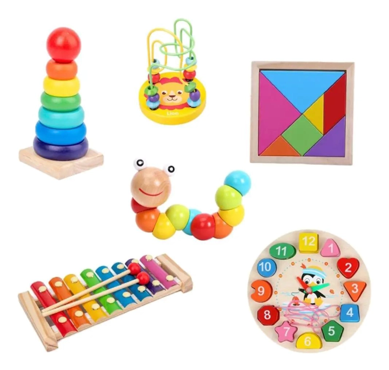 PACK 6 JUGUETES DIDACTICOS DE MADERA MONTESSORI - 1