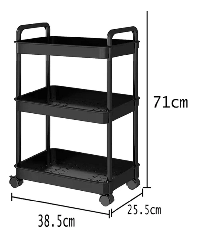 CARRITO DE ALMACENAMIENTO RODANTE DE 3 NIVELES CON ASA - 5
