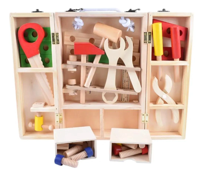 CAJA DE HERRAMIENTAS DIDACTICA DE MADERA PARA NIÑOS - 5