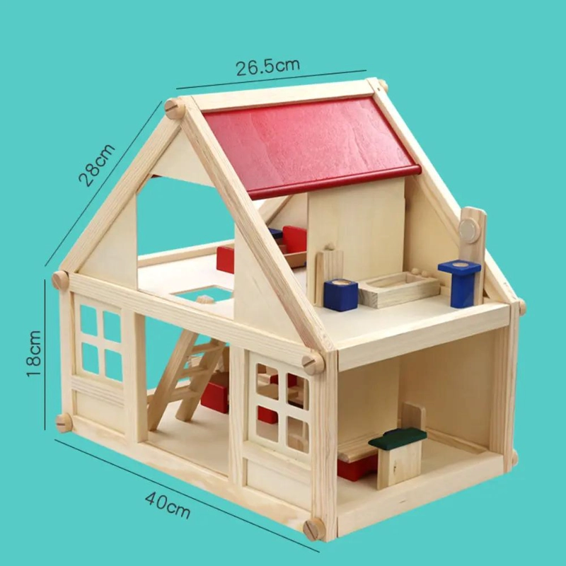 CASA DE MUÑECAS DE MADERA CON MOBILIARIO MONTESSORI - 5