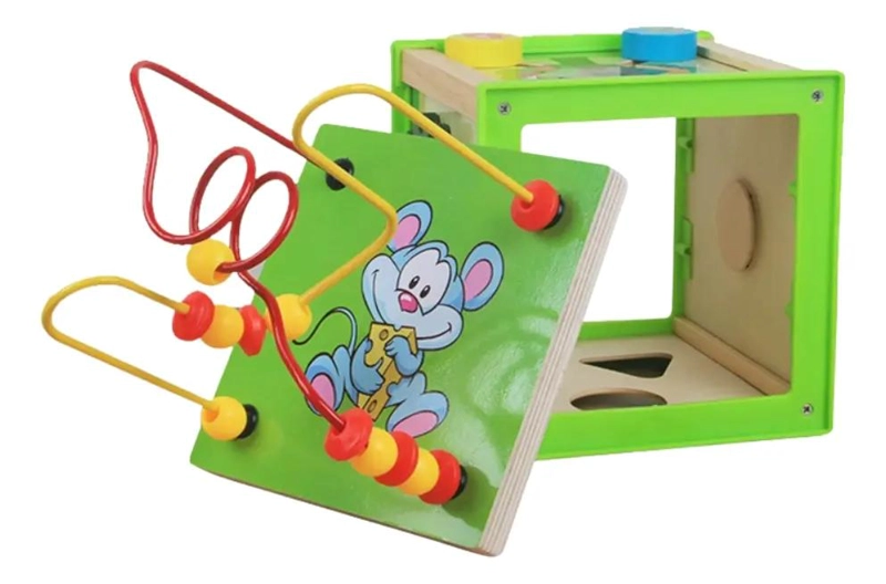 CUBO DIDACTICO DE MADERA 5 EN 1 PARA BEBE S - 4