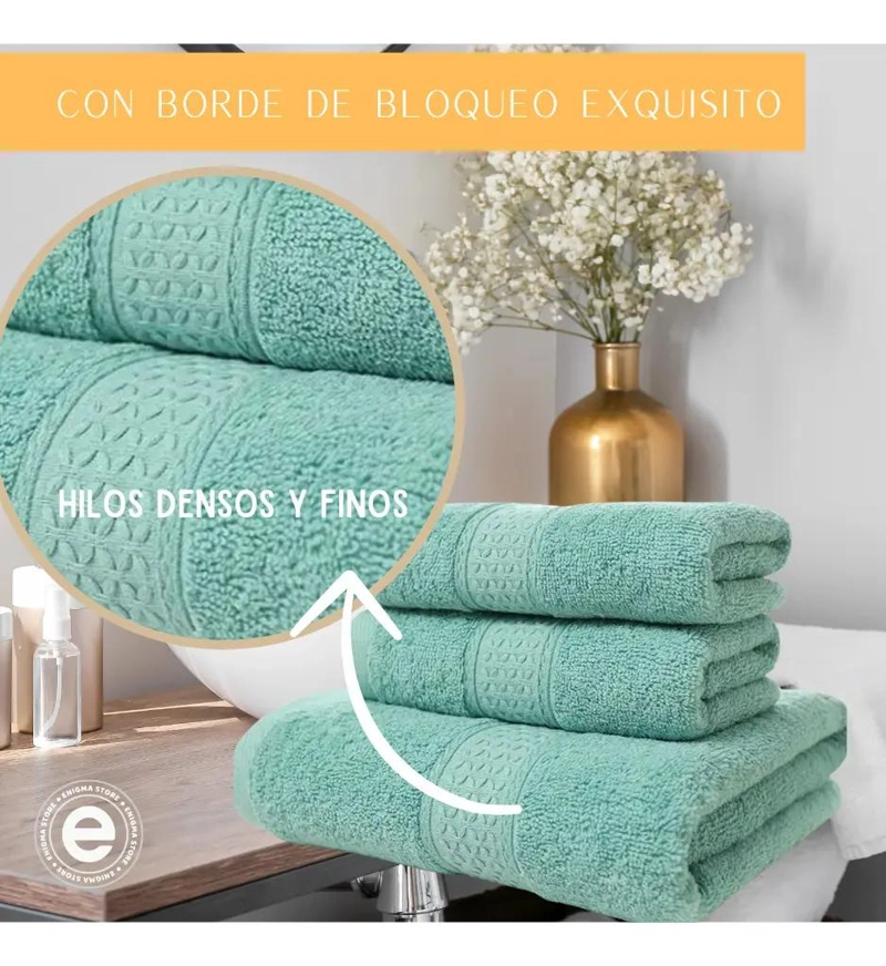 PACK 3 TOALLAS PARA CUERPO, MANO Y CARA 100% ALGODON - 5