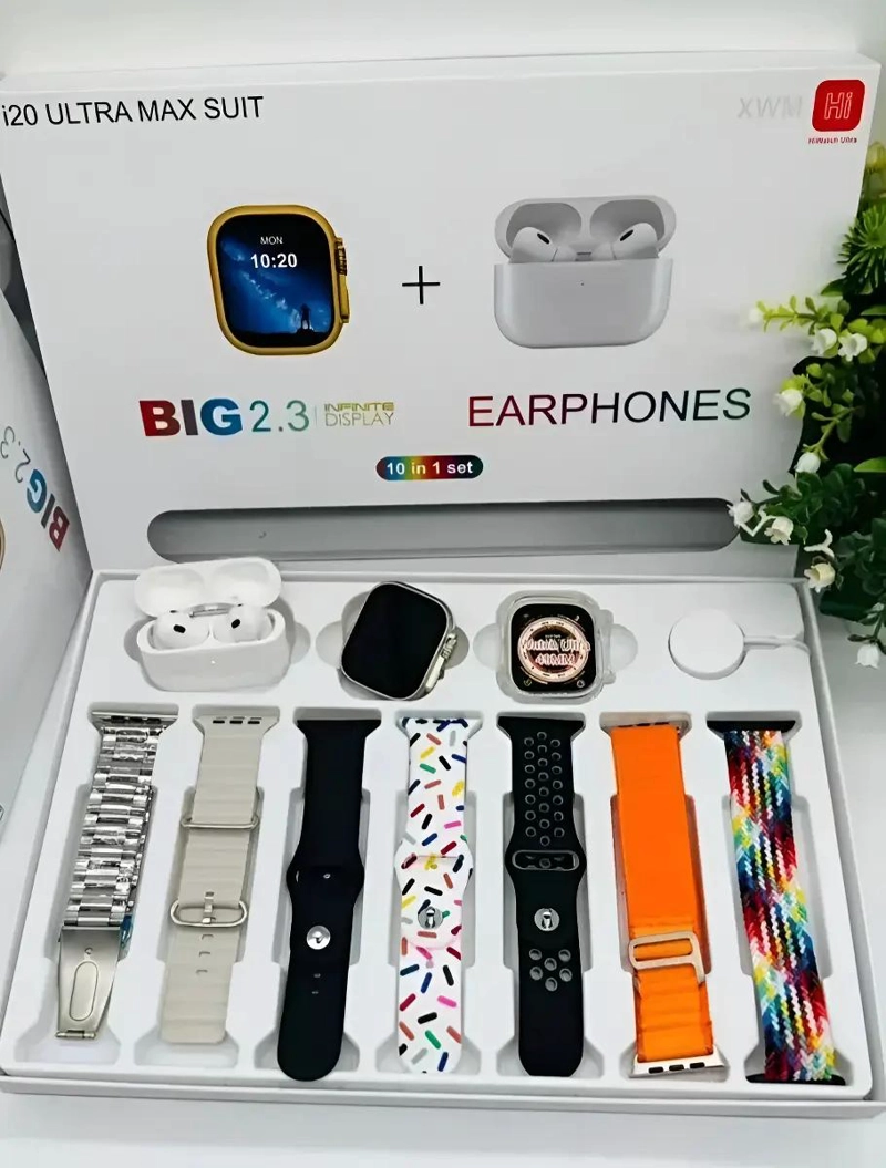 GENÉRICO KIT SMARTWATCH I20 ULTRA MAX 2025 CON ALTAVOCES BLUETOOTH