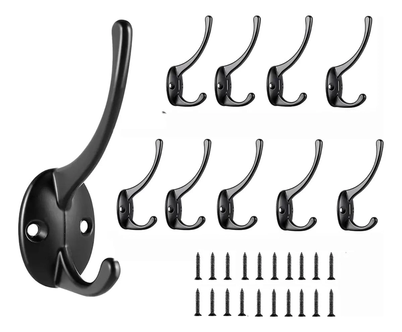 SET 10 GANCHOS DE PARED CON TORNILLOS PARA COLGAR - 1