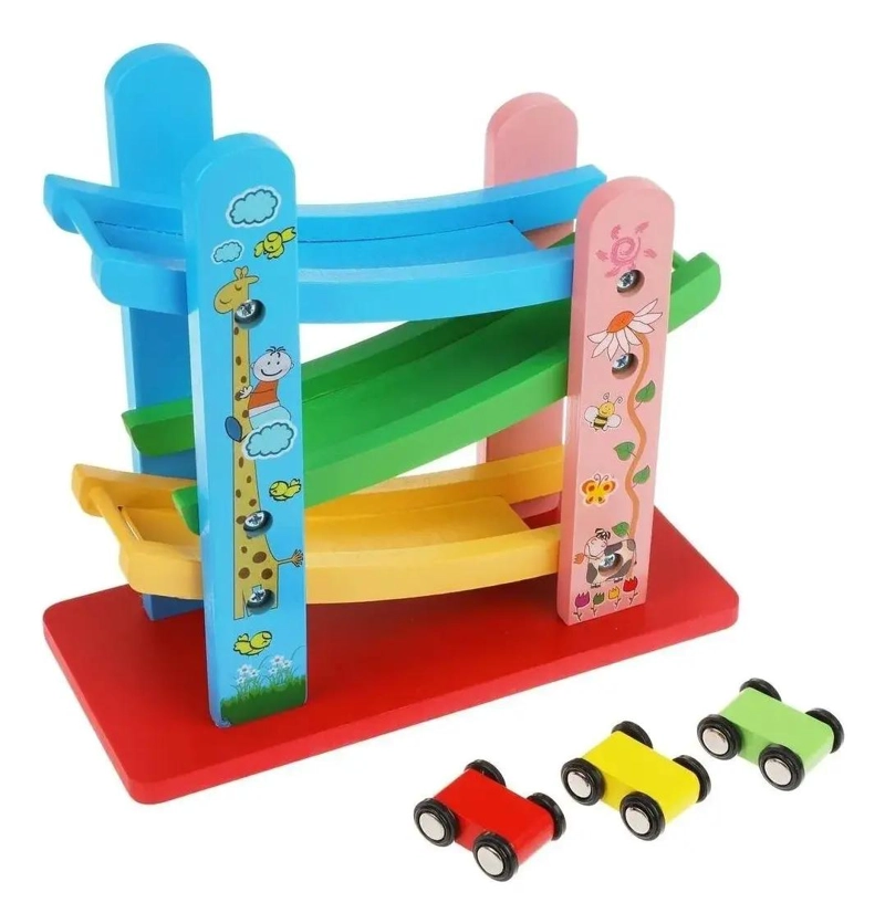 PISTA DE MADERA DE 3 PISOS PARA MINI AUTOS - 1