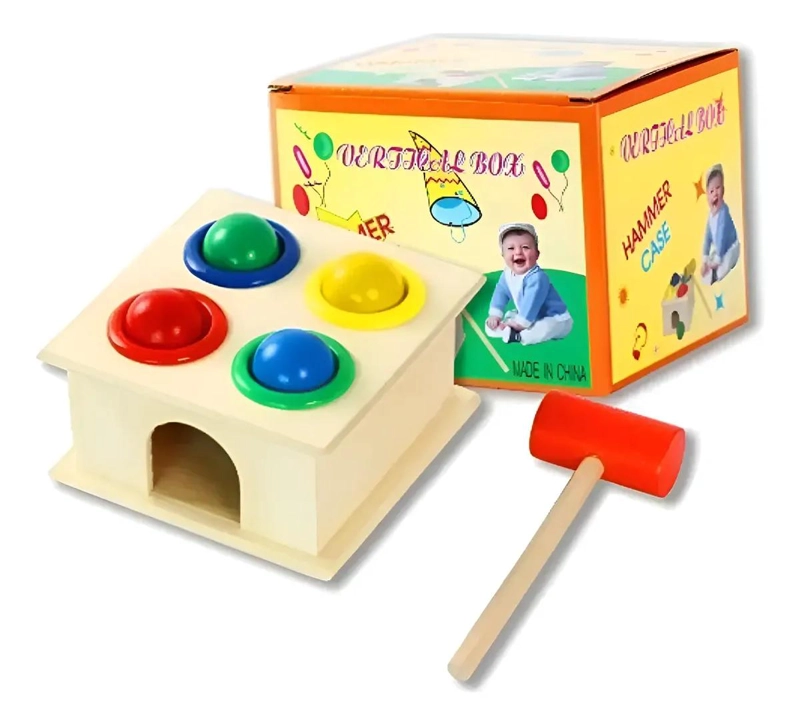 CAJA DIDACTICA DE MADERA CON MARTILLO MONTESSORI - 1