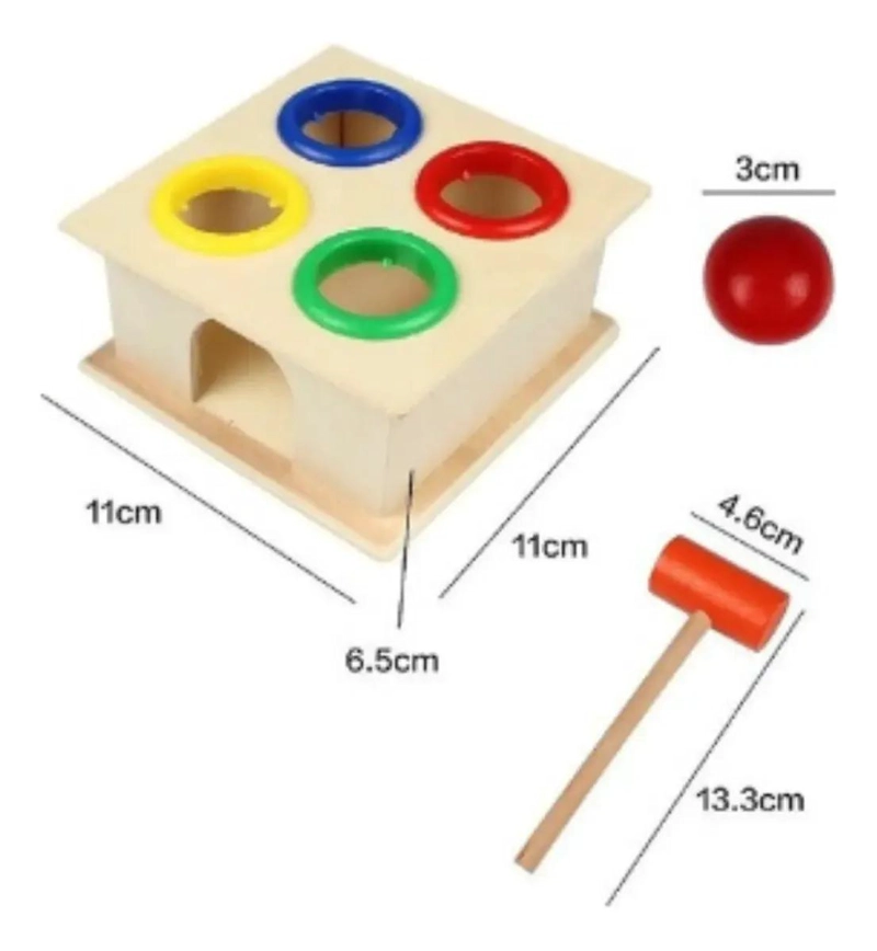 CAJA DIDACTICA DE MADERA CON MARTILLO MONTESSORI - 2