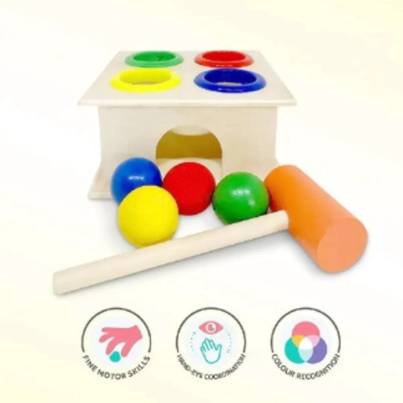 CAJA DIDACTICA DE MADERA CON MARTILLO MONTESSORI - 4