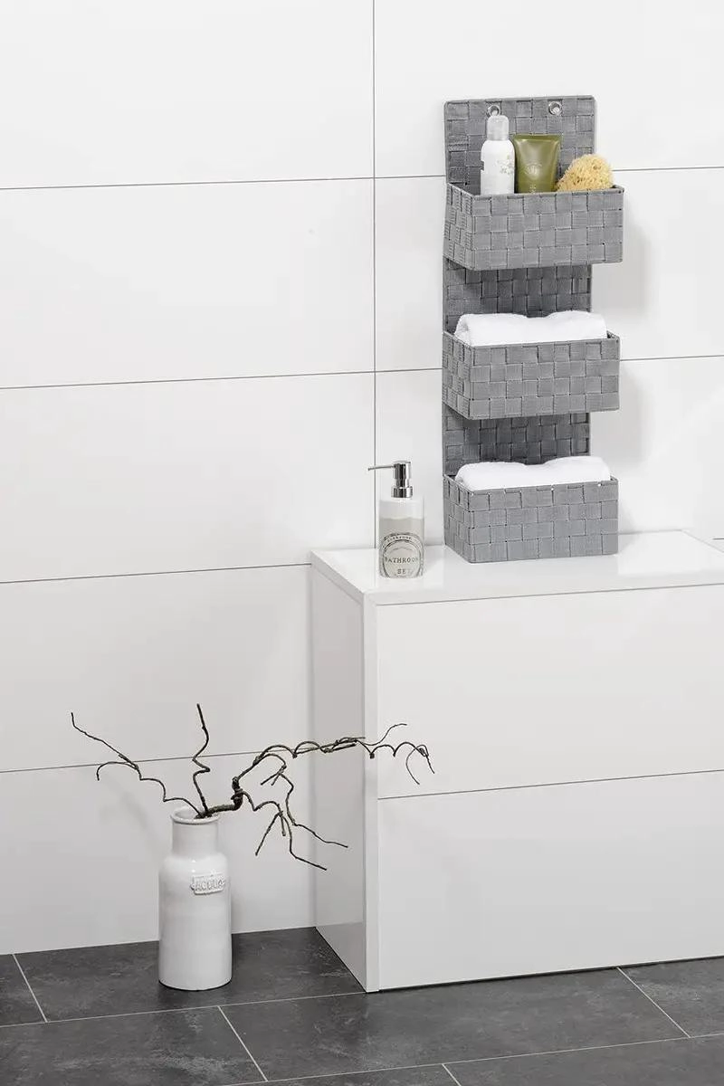 ORGANIZADOR COLGANTE DE TELA PARA BAÑO CON 3 ESTANTES - 4