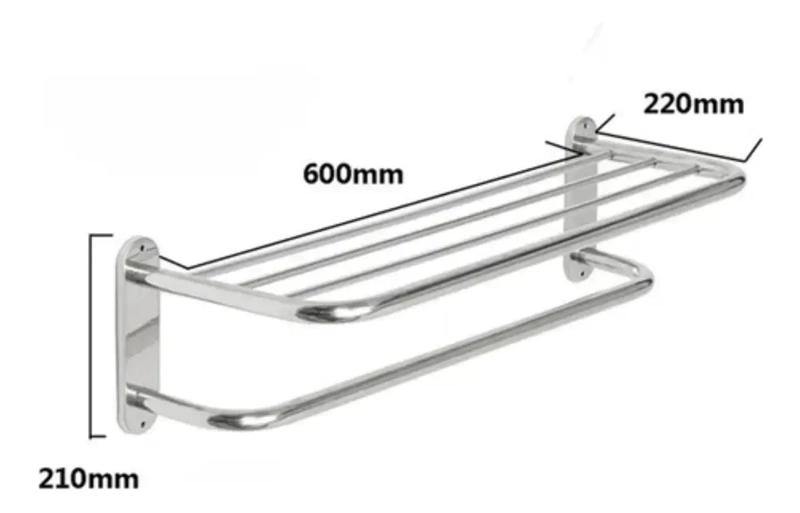 REPISA TOALLERO DE ACERO INOXIDABLE 60 CM PARA BAÑO - 2