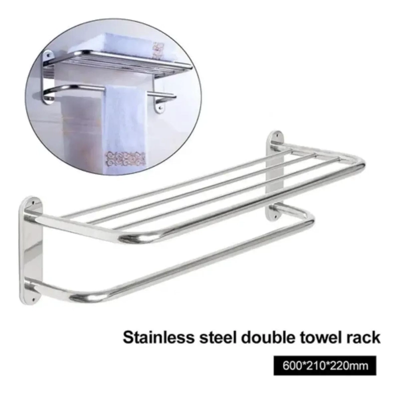 REPISA TOALLERO DE ACERO INOXIDABLE 60 CM PARA BAÑO - 3